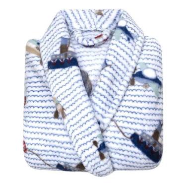 Imagem de Roupão Infantil Microfibra Camesa Estampa Navio M