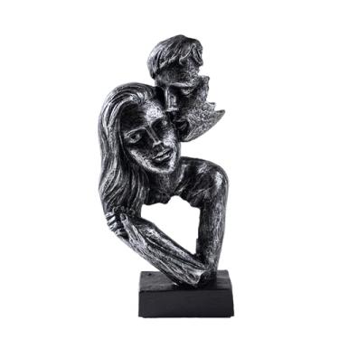Imagem de Escultura de beijo de casais de resina, estátua abstrata de casal para decoração de casa, casamento, estatuetas modernas de casal para mesa de cabeceira e prateleira de cômoda, escultura abstrata para