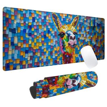 Imagem de Mouse pad colorido para jogos de lhama, tapete de mesa de escritório, base de borracha antiderrapante, tapetes de mouse estéticos legais para computador, laptop, teclado, escola, casa, mesa, jogador