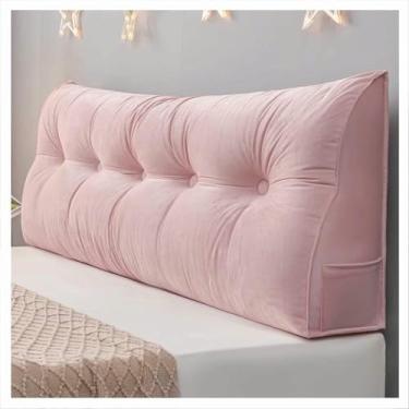 Imagem de LGEOELIAS Almofada de reforço de cabeceira, almofada de leitura para descanso de cama triangular, tecido de fibra amigável à pele, para sentar na cama, suporte de posicionamento do encosto