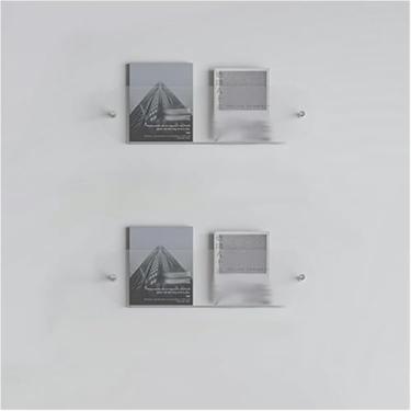 Imagem de LGEOELIAS Porta-revistas de acrílico montado na parede, suporte de exibição de prateleira transparente para armazenamento de literatura jornal, estante de livros larga 40 80 100 120 cm