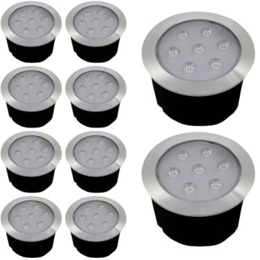 Imagem de Kit 12x Balizador Blindado Piso Solo Externo Led Embutir 7w 3000K Bivolt