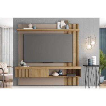Imagem de Painel Home p/ TV até 65 Pol Jade Ripada 180x183cm Buriti/Fendi - Caemmun