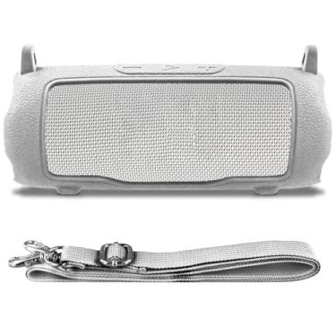 Imagem de co2CREA Capa de silicone para alto-falante portátil à prova d'água Flip 7, capa macia de viagem portátil com alça de ombro, capa protetora (apenas capa branca)