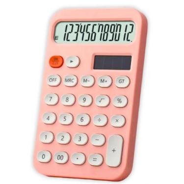 Imagem de Calculadora 12 Digitos Rosa Solar/Bateria Dexin KK968 Visor LCD