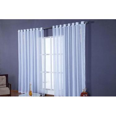 Imagem de Cortina Para Sala Quarto Voal Quadriculado Branco 4,00X2,80 - Bf Confe