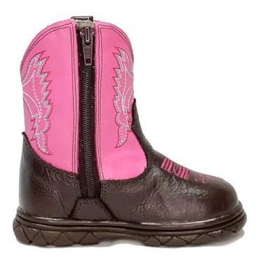 Imagem de Bota Infantil Bebe Texana Unissex Couro Peão Festa Junina (Marrom-Rosa, BR, Bebê, Numérico, 16)