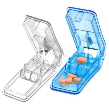 Imagem de Cortadores de comprimidos - (Pacote de 2) Cortadores de comprimidos com V- Grip para Pequenos e Medicamentos - Cortadores de comprimidos, Cortadores | Cortadores e Trituradores com Estojo Porta-Pílulas para