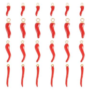 Imagem de Spritewelry Pingentes de liga esmaltada, pingentes de pimentão vermelho, acessórios para pulseira, brinco, colar, faça você mesmo, orifício para fazer artesanato: 2 mm, Mixed, Metal, Sem Pedra