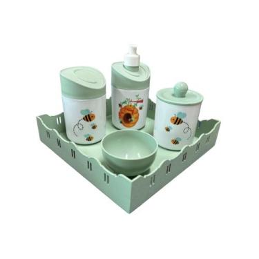 Imagem de Kit Higiene Abelhinha II Baby C/bandeja Nuvem E Quadrada Mdf - Dóia Ki