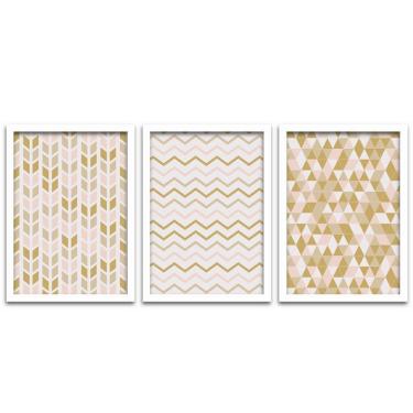 Imagem de Conjunto Quadros Decorativos 3 pçs 20x30 Formas Geométricas