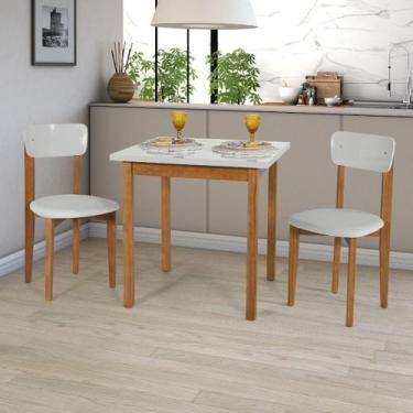 Imagem de Mesa com Cadeiras 80cm MDF Pinus Estofado Robusto Moderno - Ravilar, O