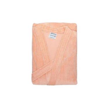 Imagem de Roupão Veludo Plus Size Briza Salmão 3008 Tamanho Gggg