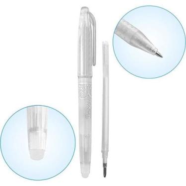 Imagem de Caneta Apagavel Apaga Calor Branca Tecido Papel + Refil - De Acordo co