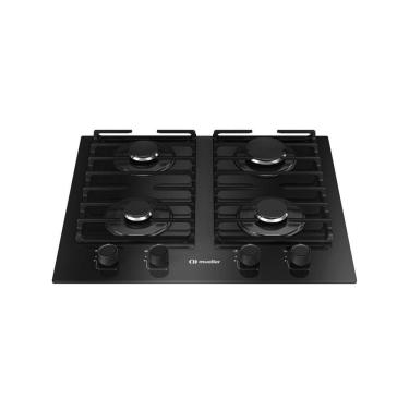 Imagem de Cooktop 4 Bocas a Gás Mueller com Mesa de Vidro Temperado e Ultra Chama Preto Bivolt - MCG4BM