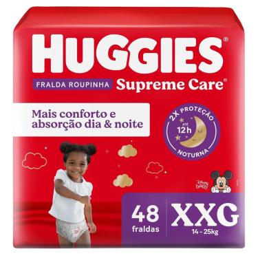 Imagem de Fralda Roupinha Huggies Supreme Care Tamanho XXG Pacote Hiper 48 Fraldas Descartáveis