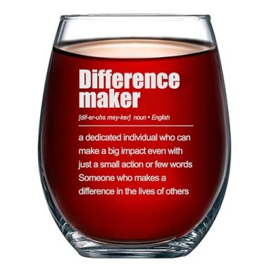 Imagem de Panvola Difference Maker Definition Inspirational Gifts Retirement Gifts Coworker Boss Leader Teacher Taça de vinho sem haste Copos transparentes para vinho tinto branco 500 ml