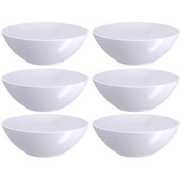 Imagem de Kit 6 Cumbucas Servir 500ml Tigelas de Plástico Branco Bowl Multiuso C