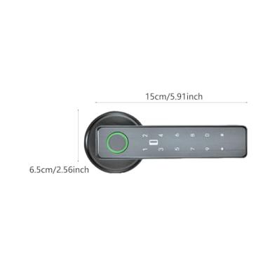 Imagem de WeiLaiKeQi Maçaneta de porta inteligente com suporte para vários idiomas, senha, fechadura digital eletrônica de alta segurança com chaves físicas para portas de, Cinza