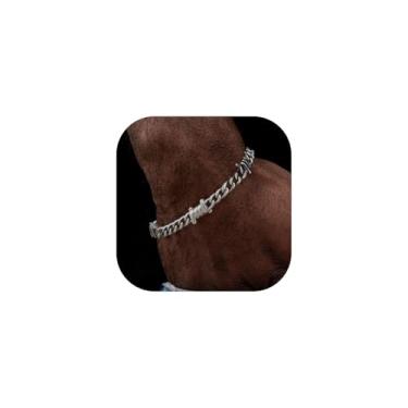 Imagem de ChainsHouse Pulseira de arame farpado, pulseira de corrente de elos cubanos para homens, corrente de mão gótica punk espinhos de aço inoxidável, joias hip hop, 7 mm/9 mm de largura, 17,8 cm a 21 cm de