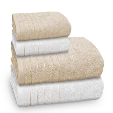 Imagem de Jogo de Toalha de Banho Golden, 4 Peças, Gramatura 500 g/m², Banhão, Appel (Cereal/Branco)