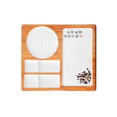 Imagem de Prato comercial anti-queda delicada imitação de porcelana melamina pele multi-grade prato de pato assado - 39,4 cm placa de pato assado de grão de madeira amarela