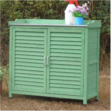 Imagem de Armário De Jardim De Madeira Ao Ar Livre - Sapateira à Prova De Sol E à Prova D'água Para Corredor De Varanda De Jardim Armário De Armazenamento De Ferramentas Espaçoso E Durável, Green
