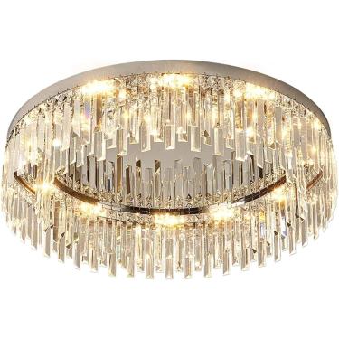 Imagem de Lâmpadas De Teto De Cristal De Luxo Modernas Circulares Redondas - Lustres De Luzes De Teto Compatíveis Com Iluminação Da Sala De Estar Do Quarto, Luz Do Pendente Lightp, One Color, Round 45CM