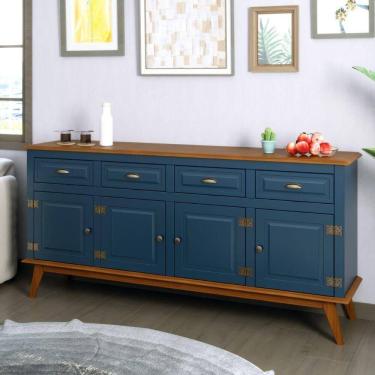 Imagem de Balcão Buffet Aparador 4 Portas 4 Gavetas New Veneza Azul Petróleo