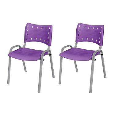 Imagem de Kit 2 Cadeiras Iso Base Cinza, Escola, Escritório, Igreja- Violeta