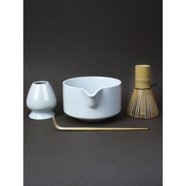 Imagem de Artcome Conjunto de ferramentas Matcha Premium – Inclui tigela Matcha com bico de servir, batedor de batedor, colher de chá e manual de matcha - Branco