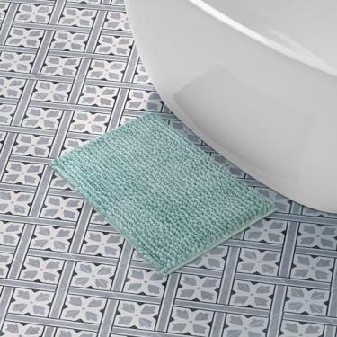 Imagem de Laura Ashley Tapete de banho de chenille de manteiga, tapete de banheiro felpudo absorvente, tapete de pelúcia antiderrapante para banheira e pia - (43 cm x 61 cm) verde sálvia