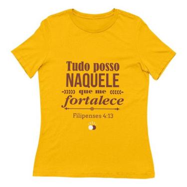 Imagem de Camisa Feminina Filipenses 4:13 - Tudo Posso - Palavra Wear, M, Amarel