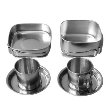 Imagem de Conjunto de Utensílios de Cozinha em Aço Inoxidável - Conjunto de Utensílios Culinários para Campismo em Fogão | 6 Peças Portáteis para Estufar e Fritar para Montanhismo Caminhada Piquenique Viagem Ex
