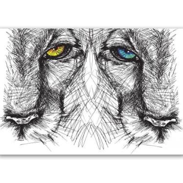 Imagem de Quadro Olhos De Leão Desenhado - MeMoldura, Chassi Borda Infinita, 60X