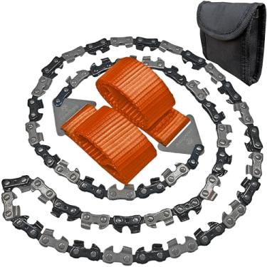 Imagem de Motosserra de bolso - corrente manual de 91 cm - serra de bolso com 48 dentes bidirecionais - para corte rápido e fácil - sobrevivência de acampamento - serra de cabo de fio - equipamento de