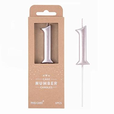 Imagem de PHD CAKE Velas de aniversário elegantes em ouro rosa, 1 número, ouro rosa, velas com número de bolo, celebração de festa