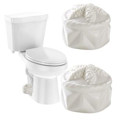 Imagem de Conjunto de 2 tampas de parafuso de vaso sanitário de estrela do mar tampas decorativas de parafusos de vaso sanitário de cerâmica tampas de parafusos de banheiro bonito capa de parafuso decoração de