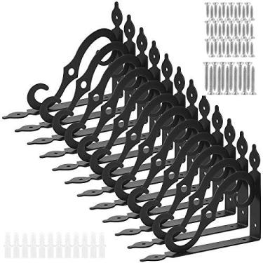 Imagem de Pacote com 12 suportes de prateleira Acrux7 para suporte de canto de ferro grosso, suporte para prateleiras de parede, suporte de prateleira em L decorativo para Home Office School, 7.5*5.5inch, Black