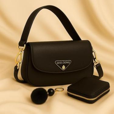 Imagem de Bolsa Feminina Pequena Clutch Mini Bag Transversal Couro Acompanha Car
