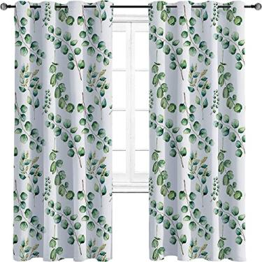 Imagem de Cortinas blackout de eucalipto – Cortinas de isolamento térmico, economia de energia e redução de ruído para quarto e sala de estar, cortina de isolamento de cozinha com tratamento de sombreamento