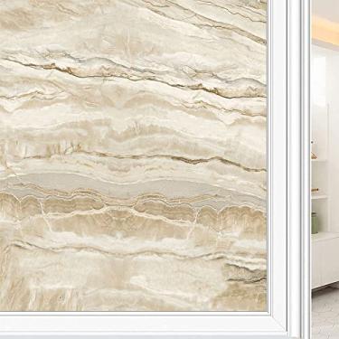 Imagem de Película de janela de privacidade de mármore, textura de estilo mármore, filme de vidro para sala de estar e escritório em casa, L90 x C 190 cm