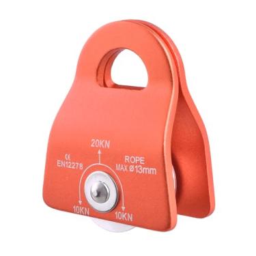 Imagem de TRIWONDER Polia de escalada micro 20kN, polia móvel de rolamento, polia de corda de rocha de olho fixo de alumínio para engate de elevação (laranja)