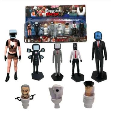 Imagem de Kit 8 Bonecos Skibidi Toilet Cabeça De Privada Brinquedo - Skibidi Toi
