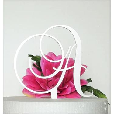 Imagem de Topos de bolo de letras acrílicas monograma em ouro escovado ou prata escovada A B C D E F G H I J K L M N O P R S T U V W (letra A, prata escovada)