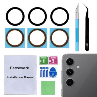 Imagem de Perzework 2 conjuntos de reposição de vidro de lente traseira traseira para Samsung Galaxy S24 FE de 6,7 polegadas com adesivo pré-instalado e kit de ferramentas de reparo