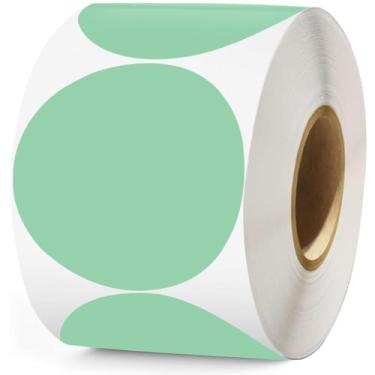 Imagem de Etiquetas adesivas térmicas de círculo verde de 5 cm, 1000 peças de etiquetas térmicas diretas redondas autoadesivas, adesivos térmicos multifuncionais multiuso, para códigos de barras, código QR