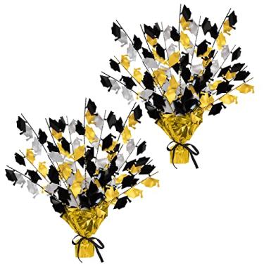 Imagem de Boné de formatura Gleam 'N Burst acessório para festa, Black/Gold/Silver, Pkg of 1, 1