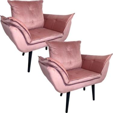 Imagem de Kit Duas Poltronas Opala Robust Sued Premium Rosê - Sua Casa Decor