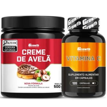 Imagem de Creme de Avelã Fit 500g + Vitamina C 120 Caps Growth